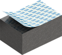 Zellgummi 15 x 20 mm, EPDM schwarz dehnungsfrei und selbstklebende Montagehilfe