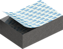 Zellgummi 10 x 20 mm, CR schwarz dehnungsfrei und selbstklebende Montagehilfe