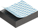 Zellgummi 8 x 25 mm, CR schwarz dehnungsfrei und selbstklebende Montagehilfe