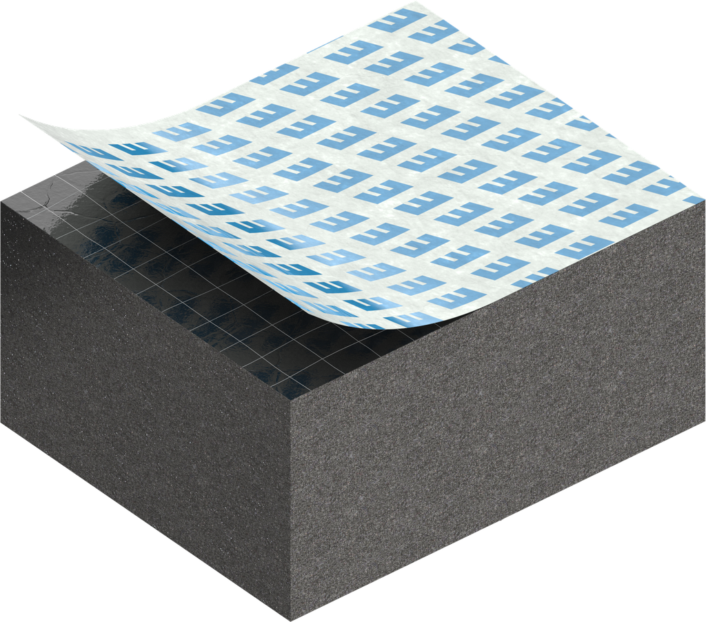 Zellgummi 15 x 25 mm, CR schwarz dehnungsfrei und selbstklebende Montagehilfe