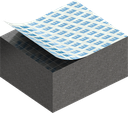 Zellgummi 15 x 25 mm, CR schwarz dehnungsfrei und selbstklebende Montagehilfe