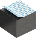 Zellgummi 25 x 30 mm, EPDM schwarz dehnungsfrei und selbstklebende Montagehilfe