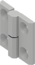 Bisagra 180°, versión izquierda, zamak recubierto de polvo aluminio blanco