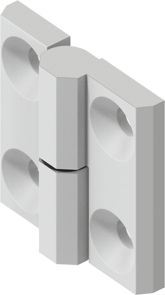 Charnière 180° version gauche, zamak aluminium blanc laqué par poudrage