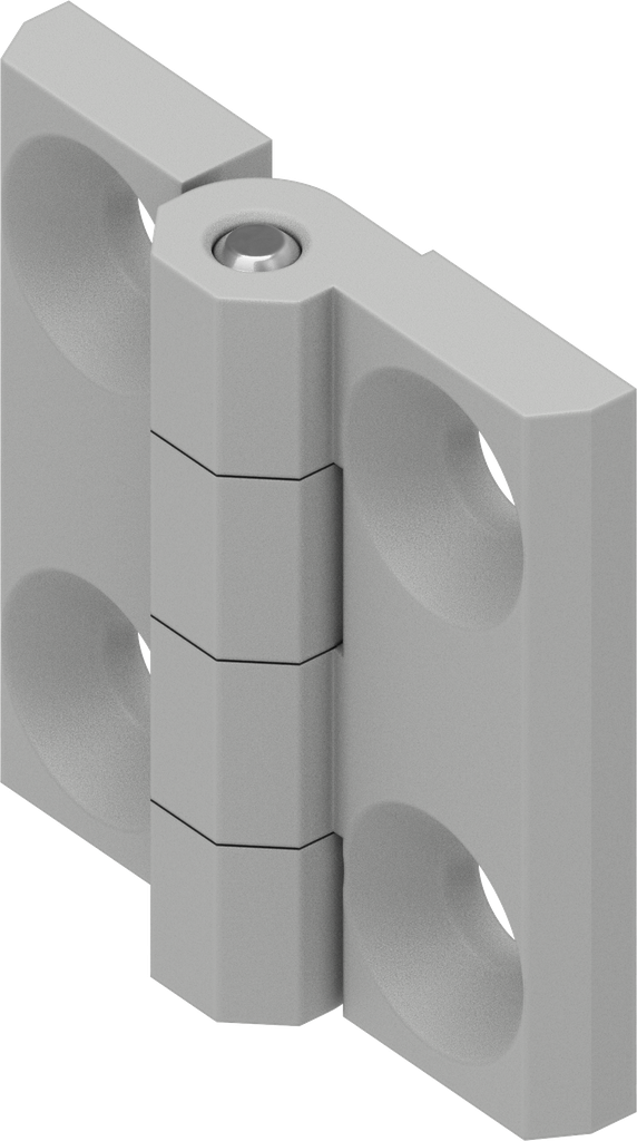 Bisagra 180°, zamak recubierto de polvo aluminio blanco