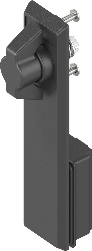Sleutelschild met knevelknop zonder slot, polyamide zwart en GD-Zn (Zamak) zwart gepoedercoat