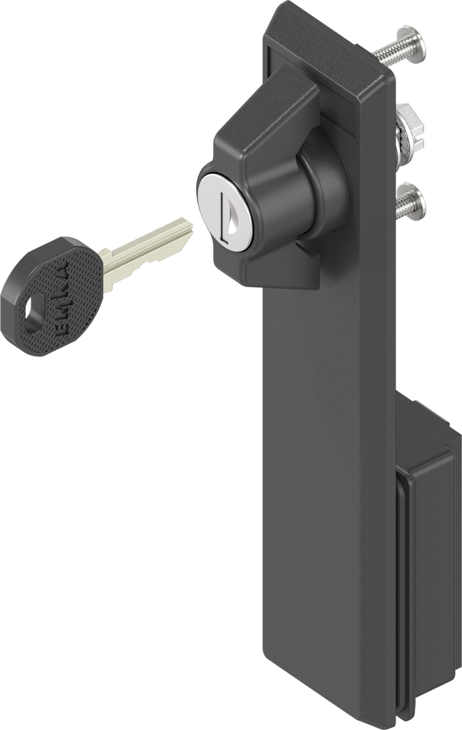 capotage avec papillon clé EK 333, polyamide noir et zamak époxy noir