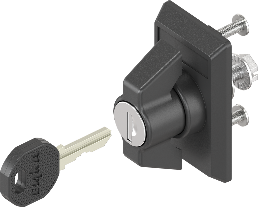 capotage avec papillon clé différente, polyamide noir et zamak époxy noir
