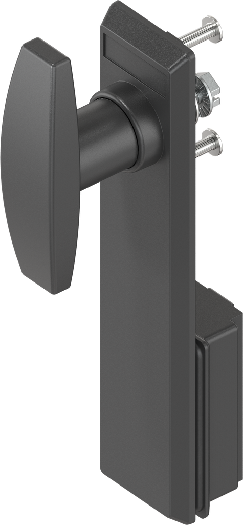 Escutcheon with T-handle, non-keyed, Polyamide black and zinc die black powder-coated