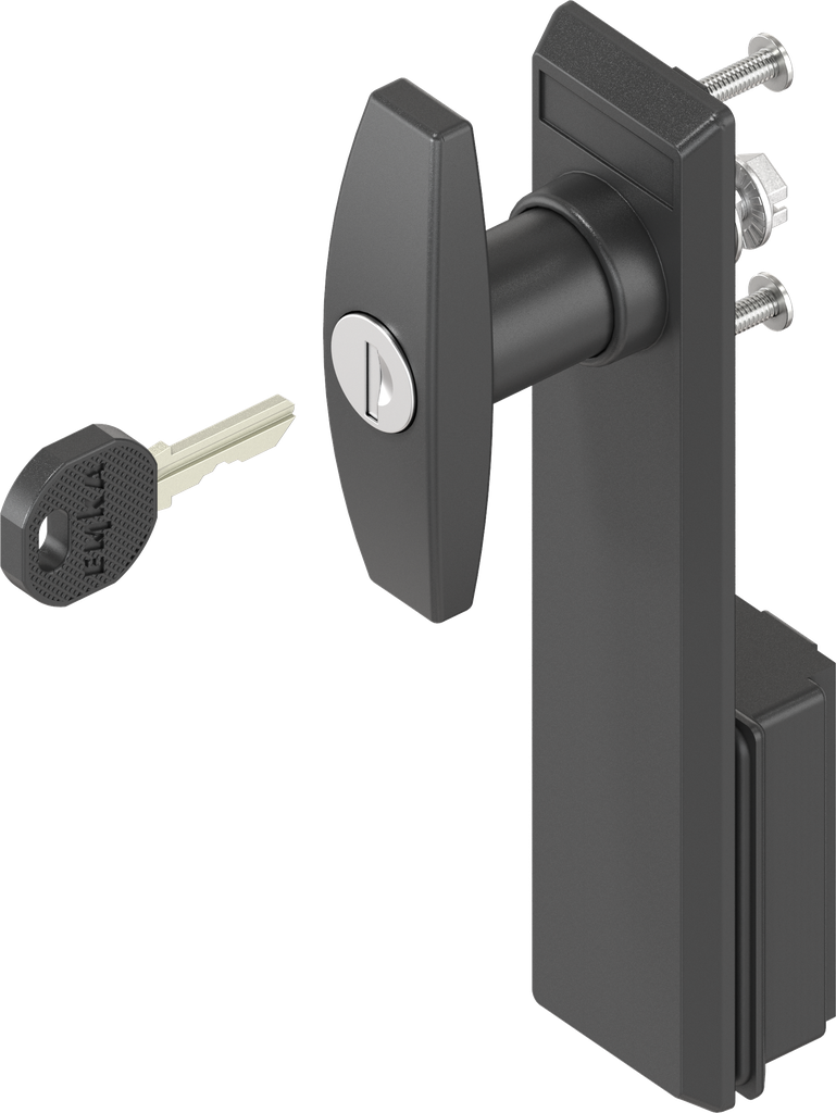 capotage avec poignée en T clé EK 333, polyamide noir et zamak époxy noir