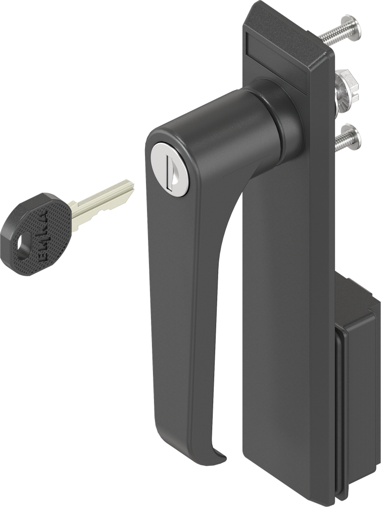 Sleutelschild met L-greep sleutelnummer EK 333, polyamide zwart en GD-Zn (Zamak) zwart gepoedercoat