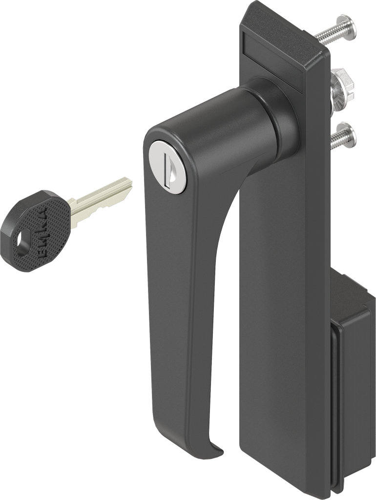 Sleutelschild met L-greep sleutelnummer EK 333, polyamide zwart en GD-Zn (Zamak) zwart gepoedercoat