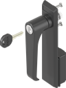 capotage avec poignée bec de cane clé différente, polyamide noir et zamak époxy noir
