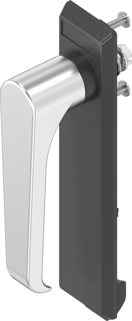 capotage avec poignée bec de cane sans clé, inox et polyamide noir