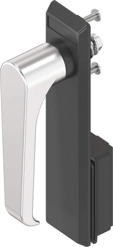 capotage avec poignée bec de cane sans clé, inox et polyamide noir