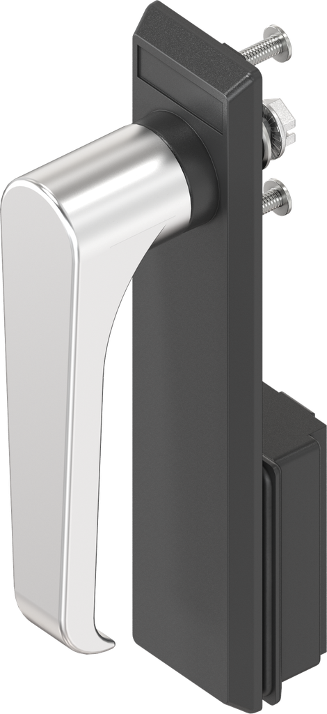 Escutcheon with L-handle, non-keyed, Stainless steel and polyamide black