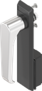 Escutcheon with L-handle, non-keyed, Stainless steel and polyamide black