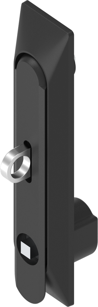 poignée escamotable 1 150 avec embase universelle avec rotor carré 7 et pour cadenas, polyamide et zamak époxy noir