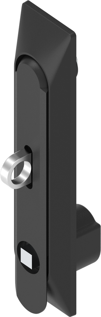 poignée escamotable 1 150 avec embase universelle avec rotor carré 8 et pour cadenas, polyamide et zamak époxy noir