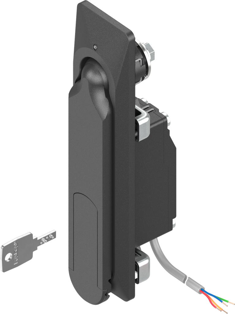 poignée escamotable 1154 avec déverrouillage électromagnétique et ouverture de secours clé EH 6993, zamak époxy noir