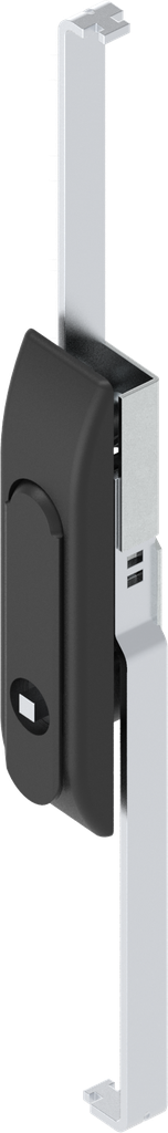 Swinghandle with rods with insert square 6, Polyamide and zinc die black powder-coated