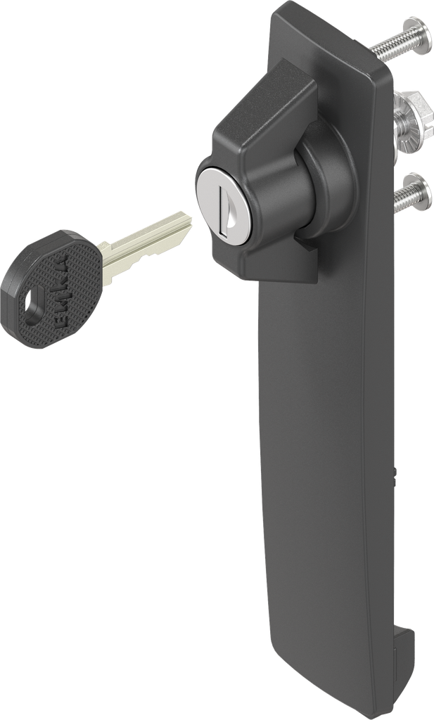 capotage long avec papillon clé différente, polyamide noir et zamak époxy noir