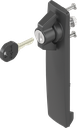 capotage long avec papillon clé différente, polyamide noir et zamak époxy noir