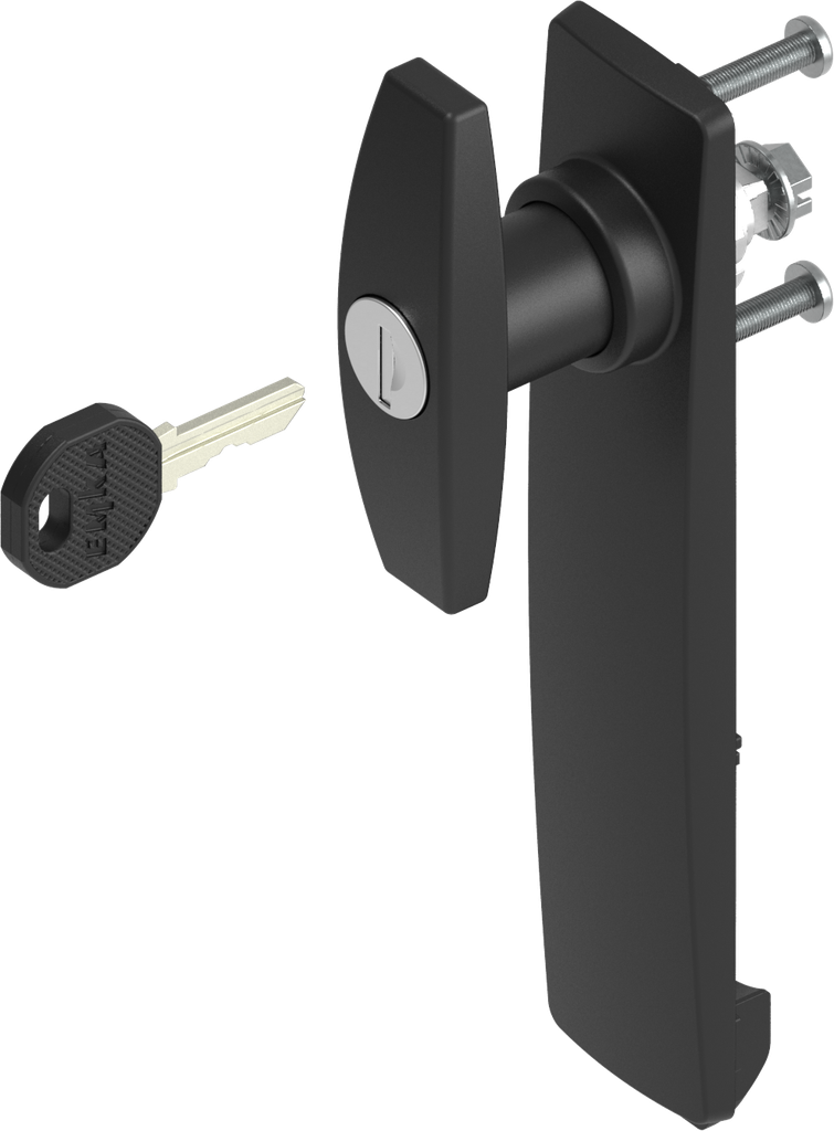 capotage long avec poignée en T clé EK 333, polyamide noir et zamak époxy noir