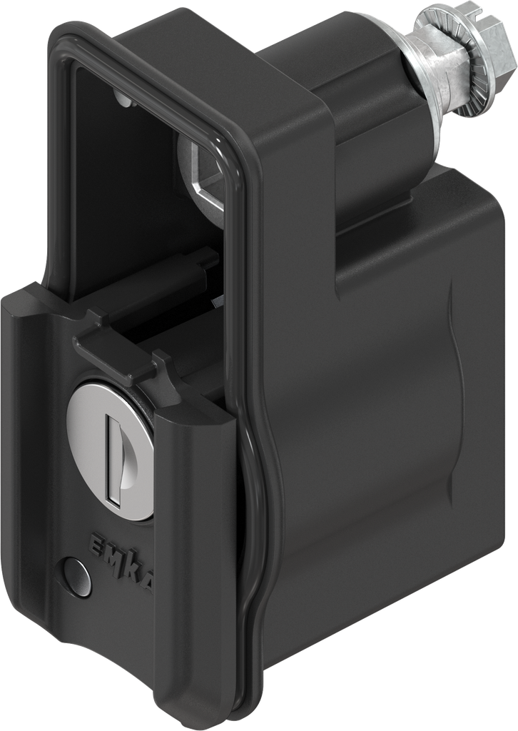 Locking set, right version, with round cylinder, keyed different, Zinc die black powder-coated for outdoor use