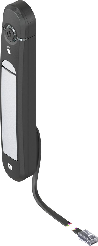Maniglia girevole Agent E Wired con lettore di schede RFID a 13,56 MHz, zama alluminio brillante verniciato a polvere e poliammide GF nero