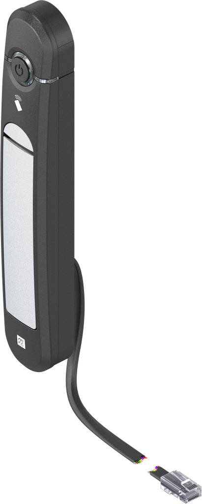 Maniglia girevole Agent E Wired con lettore di schede RFID a 13,56 MHz, zama alluminio brillante verniciato a polvere e poliammide GF nero