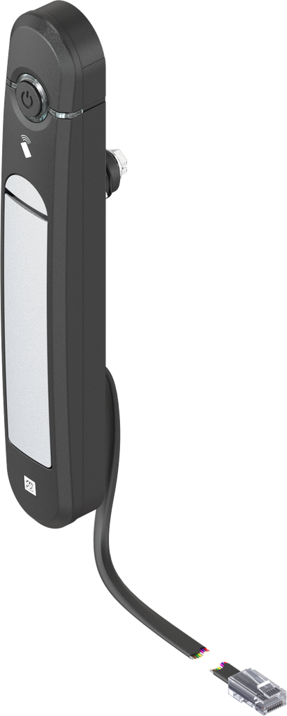 Maniglia girevole Agent E Wired con lettore di schede RFID a 13,56 MHz, zama alluminio brillante verniciato a polvere e poliammide GF nero