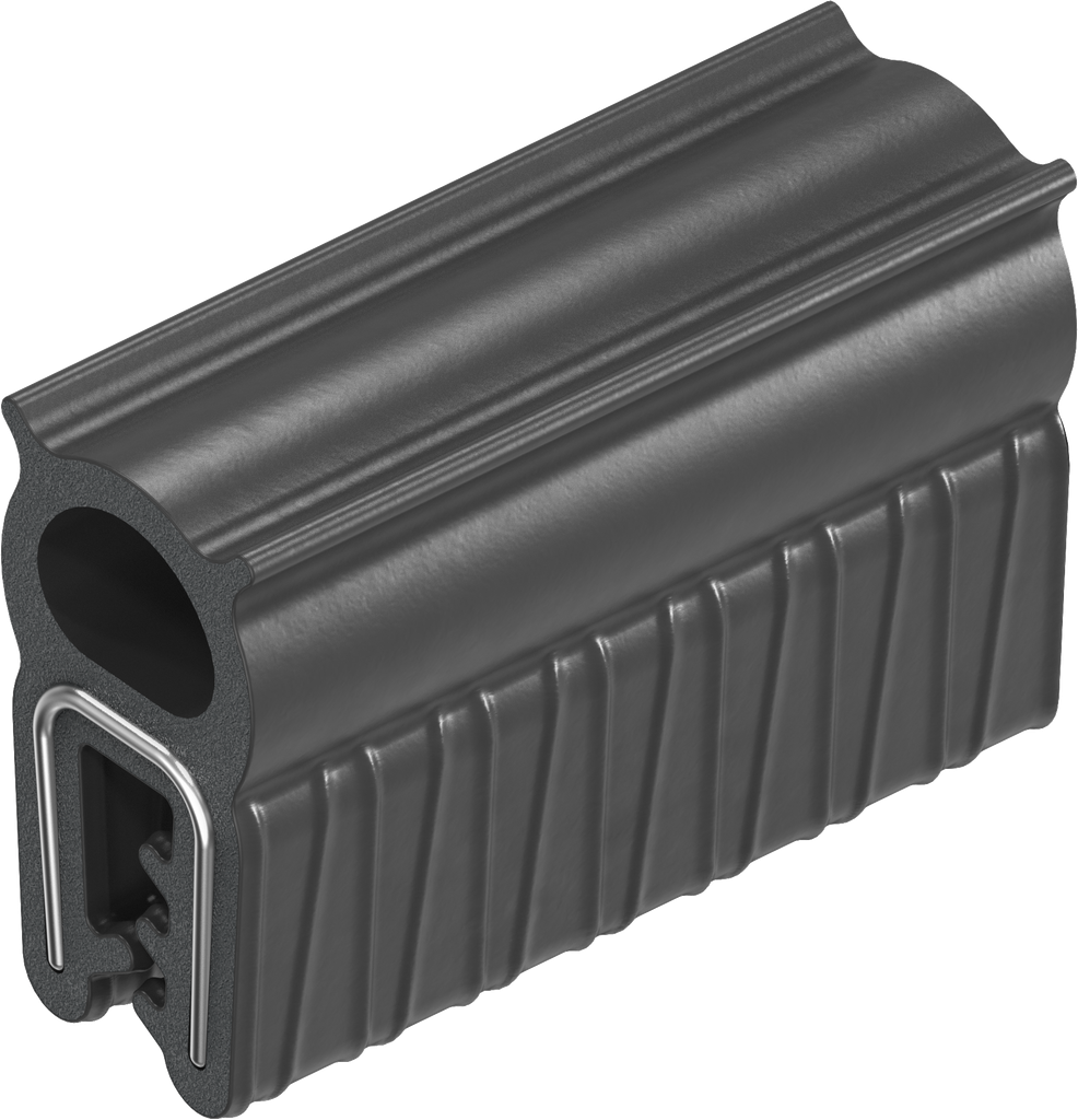Sealing profile made of fire protection material, self-clamping, Silicon solid material 60 ± 5 Shore A black