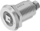 Chiusura 1/4 di giro a compressione versione ferroviaria con riferimento versione sinistra, acciaio inox AISI 316