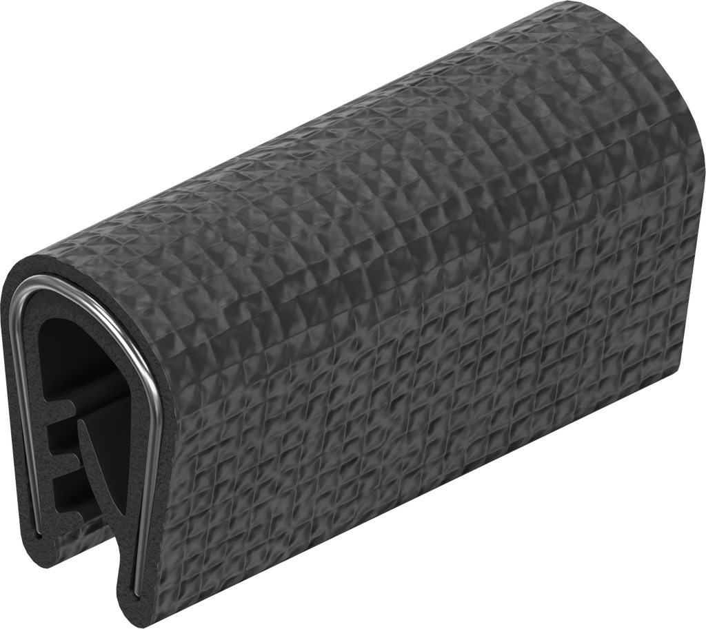 Profilo per spigoli autobloccante in materiale ignifugo, EPDM 65 ± 5 Shore A nero