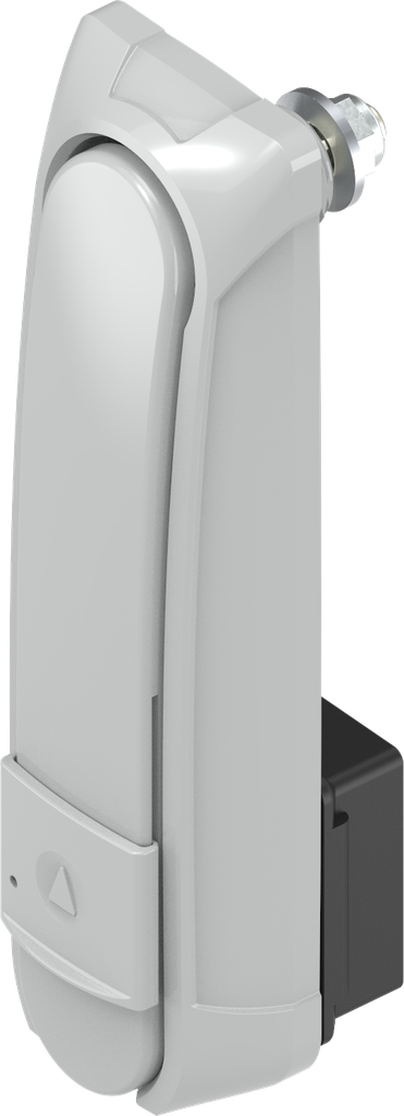 poignée escamotable « longue » avec RC2 pour demi-cylindre 40 mm (A = 30 mm) avec pêne réglable 30°, zamak époxy gris RAL 7038 et revêtement anti-graffiti
