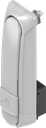 poignée escamotable « longue » avec RC2 pour demi-cylindre 40 mm (A = 30 mm) avec pêne réglable 30°, zamak époxy gris RAL 7038 et revêtement anti-graffiti