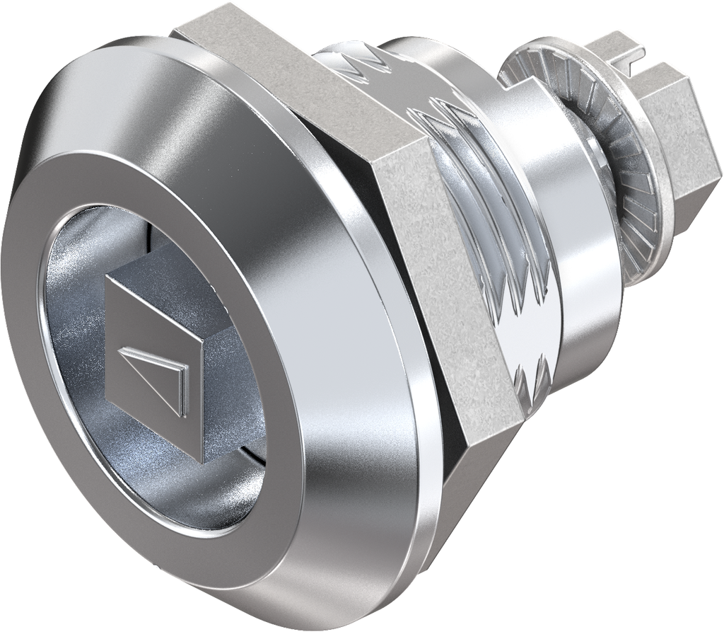 Vibration-resistant quarter turn square 8, Zinc die chrome-plated