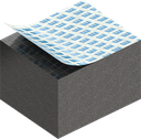 Zellgummi 20 x 25 mm, CR schwarz dehnungsfrei und selbstklebende Montagehilfe
