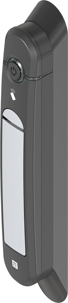 Zwenkgreep AGENT E Smart Access, Zamak gepoedercoat in wit aluminium en polyamide GV zwart