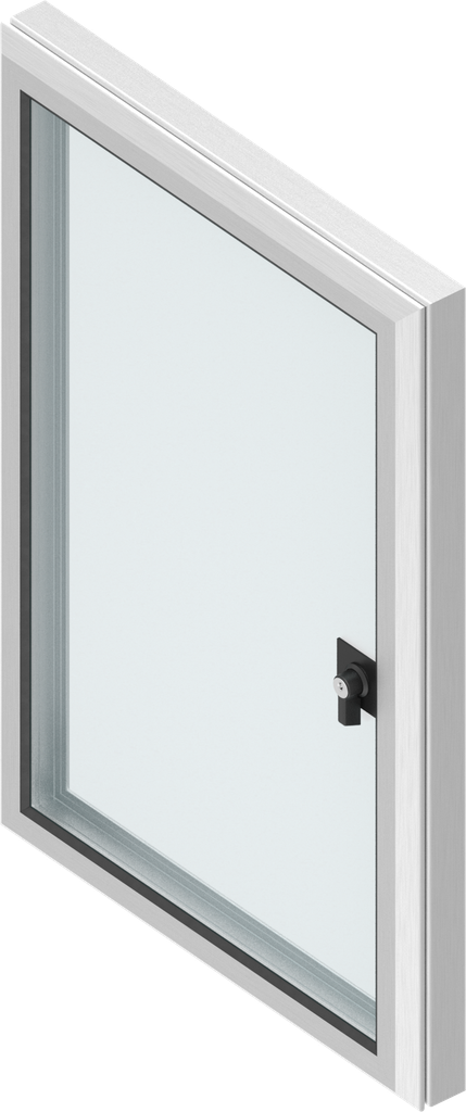 Aufsatzfenster mit 30 mm Rahmen mit Knebel-Vorreiber vorne Schließung 2233X, Aluminium eloxiert