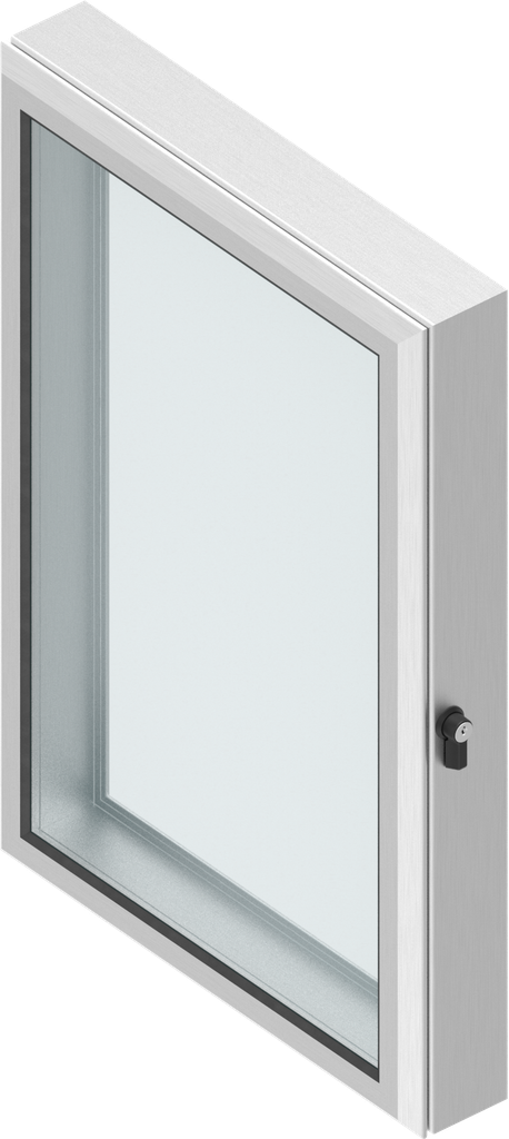 finestra in alluminio con cornice di 61 mm con chiusura 1/4 di giro con presa a farfalla laterale chiave 2233X, alluminio anodizzato