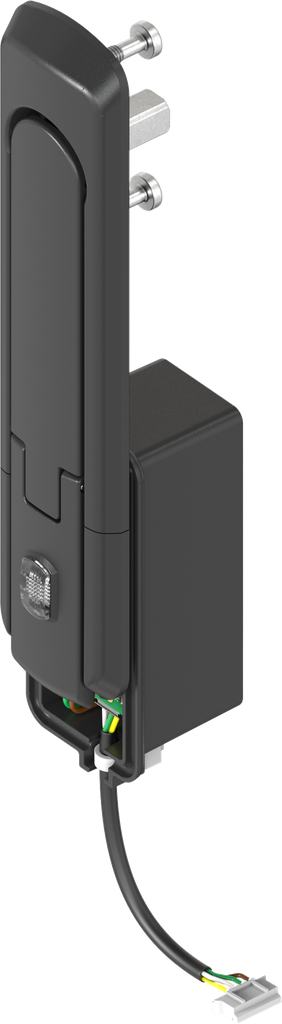 Flachaufbauender Schwenkgriff mit elektromechanischer Entriegelung; 