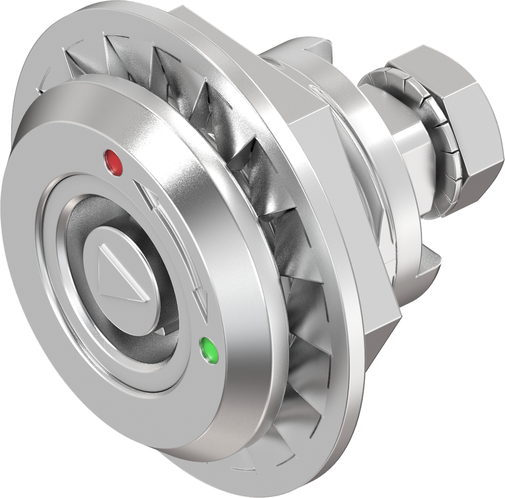 Chiusura 1/4 di giro tubolare con riferimento, versione sinistra, acciaio inox AISI 303