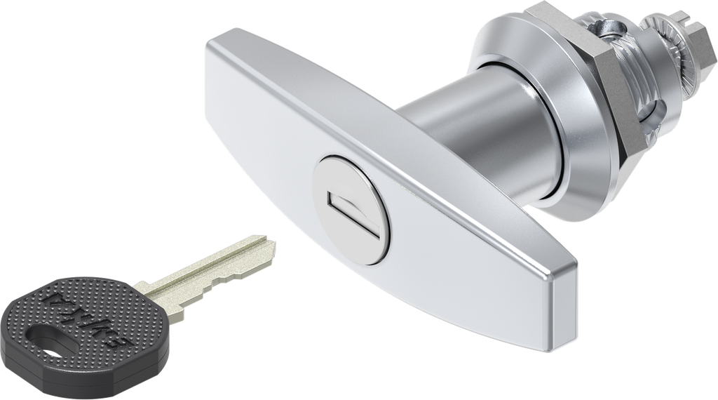 Cuarto de vuelta con asa en T, llave EK 333, zamak cromado