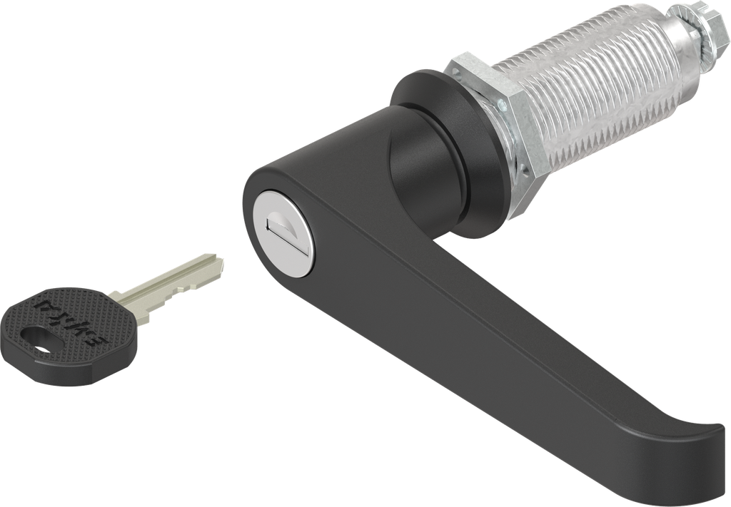 quart de tour avec poignée bec de cane clé EK 333, zamak époxy noir