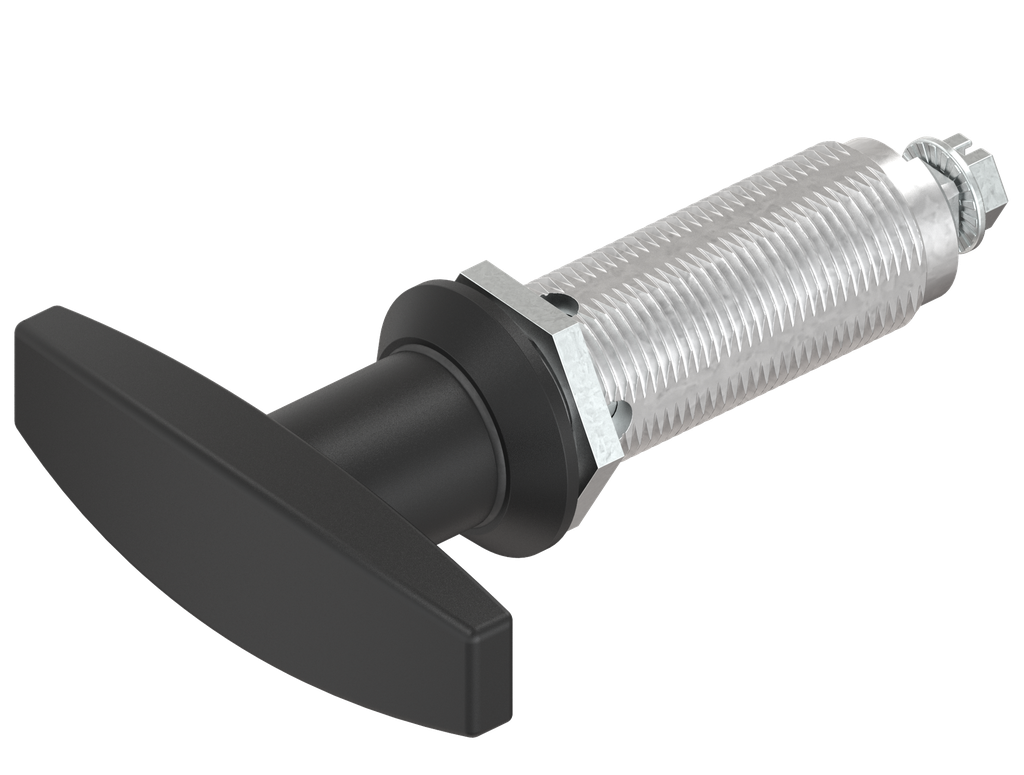 quart de tour avec poignée en T sans clé, zamak et polyamide noir
