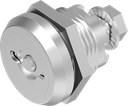 Chiusura 1/4 di giro di sicurezza doppia aletta 5 versione sinistra con copriforo antipolvere, acciaio inox AISI 303