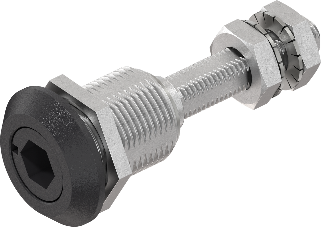 Compression latch hexagon female SW 10, Zinc die black powder-coated