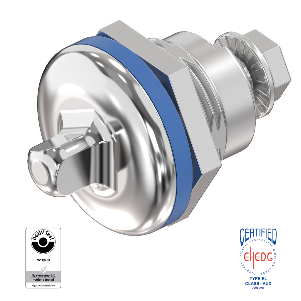 Chiusura 1/4 di giro triangolo 8 per settore igienico/sanitario, alimentare, acciaio inox AISI 303